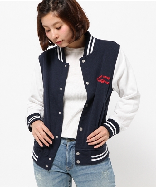 WEGO（ウィゴー）の「WEGO/スウェットスタジャン（スタジャン・レディース・ライトグレー/ネイビー/ライトピンク・FREE）」の7枚目の写真