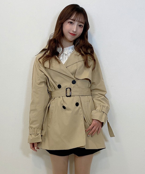 titty＆Co. PETIT（ティティアンドコープティ）の「【titty&Co.PETIT】ハーフトレンチコート（トレンチコート・レディース・ベージュ/ブラック・FREE）」の7枚目の写真