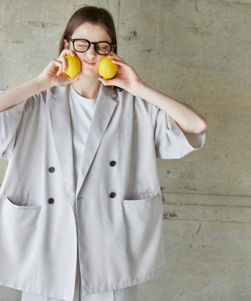 flaner（フラネ）の「Loose linen like double jacket/ルーズリネン