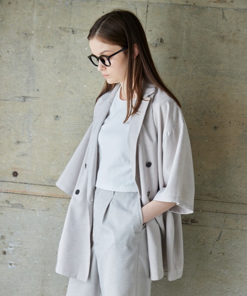 flaner（フラネ）の「Loose linen like double jacket/ルーズリネン