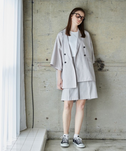 flaner（フラネ）の「Loose linen like double jacket/ルーズリネン