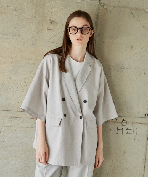 flaner（フラネ）の「Loose linen like double jacket/ルーズリネン