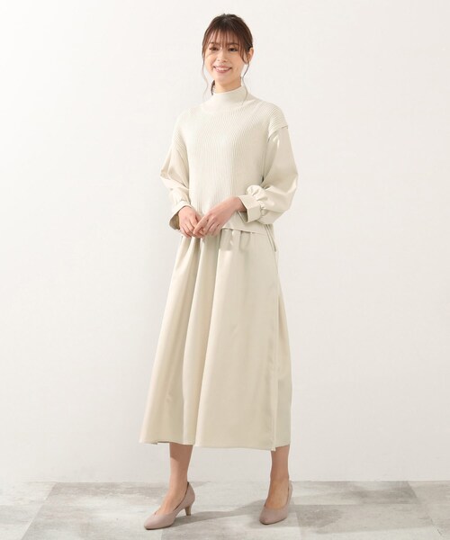 DRESKIP（ドレスキップ）の「◆ニットベストドッキングワンピース（ワンピース・レディース・ブラック/カーキ/ライトベージュ・02/03/04）」の2枚目の写真