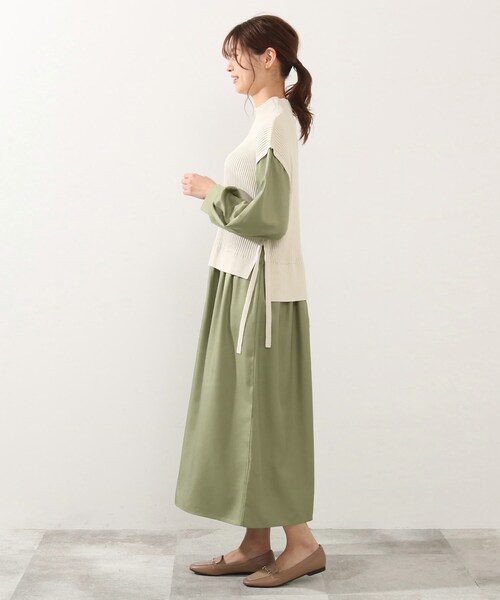 DRESKIP（ドレスキップ）の「◆ニットベストドッキングワンピース（ワンピース・レディース・ブラック/カーキ/ライトベージュ・02/03/04）」の6枚目の写真