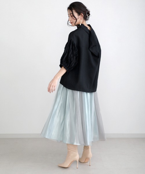 Bou Jeloud（ブージュルード）の「【WEB限定】袖シャギー変形ブラウス（シャツ/ブラウス・レディース・ブルー/アイボリー/ミント/ブラック・38）」の15枚目の写真