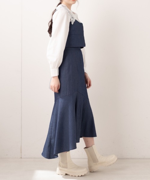 OLIVE des OLIVE（オリーブデオリーブ）の「マーメイドセットアップジャンスカ（ワンピース・レディース・ブラック/アイボリー/ワンウォッシュ・FREE）」の16枚目の写真