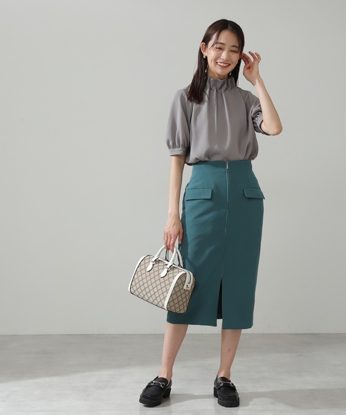 N.（N. Natural Beauty Basic）（エヌエヌナチュラルビューティーベーシック）の「◆ペーパーバック５分袖ブラウス（シャツ/ブラウス・レディース・オフホワイト/ブラック/グレー/カーキ/ピンク・MEDIUM）」の20枚目の写真