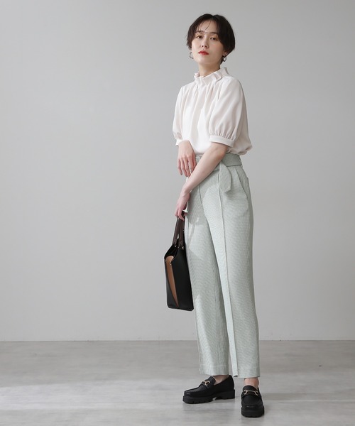 N.（N. Natural Beauty Basic）（エヌエヌナチュラルビューティーベーシック）の「◆ペーパーバック５分袖ブラウス（シャツ/ブラウス・レディース・オフホワイト/ブラック/グレー/カーキ/ピンク・MEDIUM）」の8枚目の写真