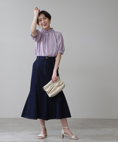 N.（N. Natural Beauty Basic）（エヌエヌナチュラルビューティーベーシック）の「◆ペーパーバック５分袖ブラウス（シャツ/ブラウス・レディース・オフホワイト/ブラック/グレー/カーキ/ピンク・MEDIUM）」の7枚目の写真