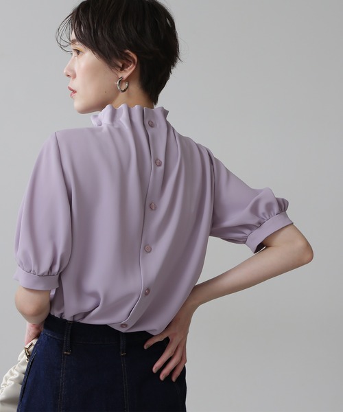 N.（N. Natural Beauty Basic）（エヌエヌナチュラルビューティーベーシック）の「◆ペーパーバック５分袖ブラウス（シャツ/ブラウス・レディース・オフホワイト/ブラック/グレー/カーキ/ピンク・MEDIUM）」の21枚目の写真