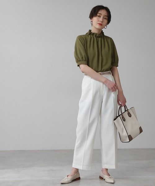N.（N. Natural Beauty Basic）（エヌエヌナチュラルビューティーベーシック）の「◆ペーパーバック５分袖ブラウス（シャツ/ブラウス・レディース・オフホワイト/ブラック/グレー/カーキ/ピンク・MEDIUM）」の14枚目の写真