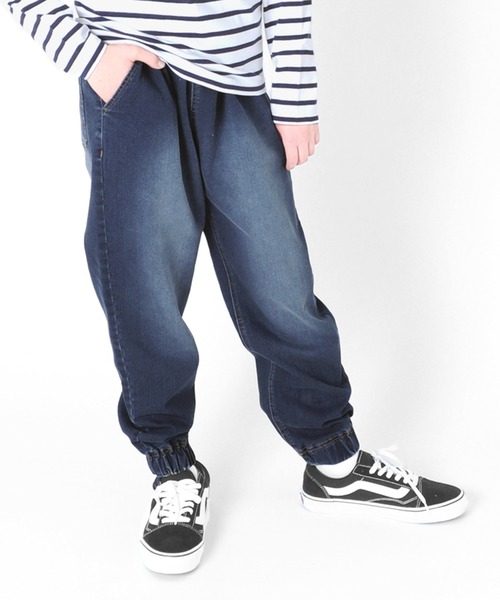 GLAZOS（グラソス）の「[ワイドテーパード]スーパーストレッチデニム・ジョガーパンツ（デニムパンツ・キッズ・グレー/インディゴブルー/ブルー・130cm/140cm/150cm/160cm/170cm）」の2枚目の写真