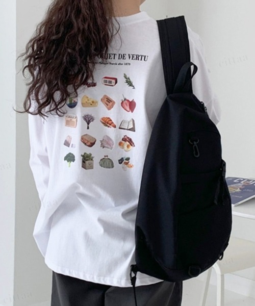 Dalfwin（ダールフィン）の「韓国ファッションFAVORITEプリントロングTシャツ（Tシャツ/カットソー・レディース・グレー系その他/チャコールグレー/ホワイト・FREE）」の20枚目の写真