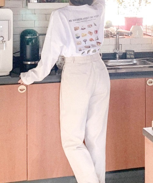 Dalfwin（ダールフィン）の「韓国ファッションFAVORITEプリントロングTシャツ（Tシャツ/カットソー・レディース・グレー系その他/チャコールグレー/ホワイト・FREE）」の10枚目の写真