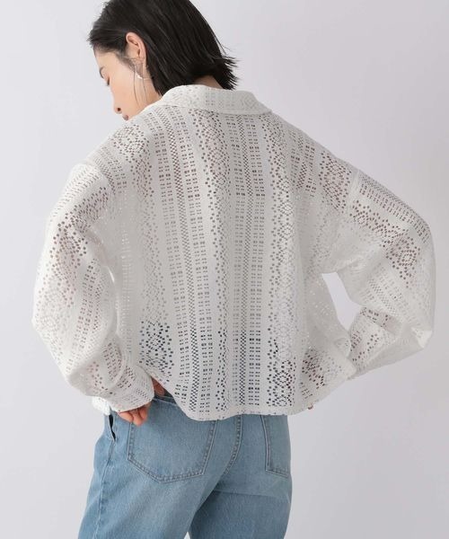 LOWRYS FARM(ローリーズファーム)の「レースクロップドシャツ 266557(シャツ/ブラウス・レディース・ホワイト/ブラック/ピンク・FREE)」の6枚目の写真