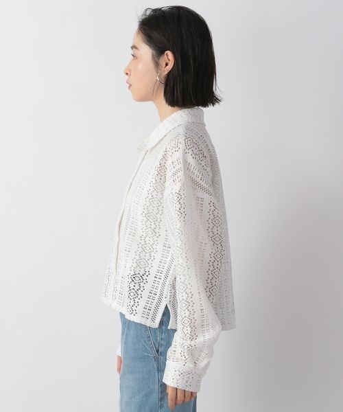 LOWRYS FARM(ローリーズファーム)の「レースクロップドシャツ 266557(シャツ/ブラウス・レディース・ホワイト/ブラック/ピンク・FREE)」の9枚目の写真