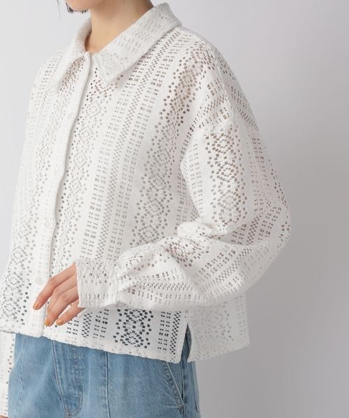 LOWRYS FARM(ローリーズファーム)の「レースクロップドシャツ 266557(シャツ/ブラウス・レディース・ホワイト/ブラック/ピンク・FREE)」の14枚目の写真