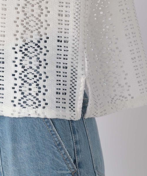 LOWRYS FARM(ローリーズファーム)の「レースクロップドシャツ 266557(シャツ/ブラウス・レディース・ホワイト/ブラック/ピンク・FREE)」の7枚目の写真