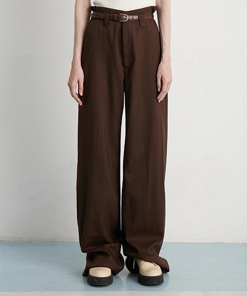 MIXSEVEN（ミックスセブン）の「【MIX SEVEN】【2022SS】High Waist Brown Stitch Wide Pants MX22SS26（スラックス・メンズ・ブラウン・S/L）」の2枚目の写真