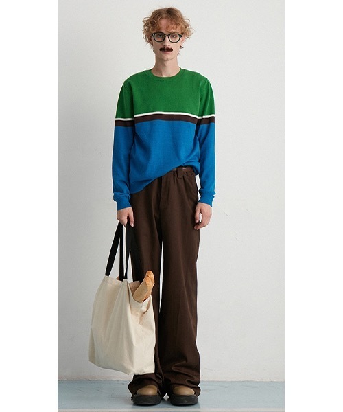 MIXSEVEN（ミックスセブン）の「【MIX SEVEN】【2022SS】High Waist Brown Stitch Wide Pants MX22SS26（スラックス・メンズ・ブラウン・S/L）」の4枚目の写真