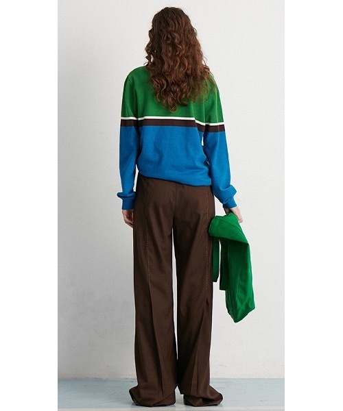 MIXSEVEN（ミックスセブン）の「【MIX SEVEN】【2022SS】High Waist Brown Stitch Wide Pants MX22SS26（スラックス・メンズ・ブラウン・S/L）」の8枚目の写真