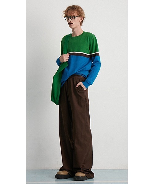MIXSEVEN（ミックスセブン）の「【MIX SEVEN】【2022SS】High Waist Brown Stitch Wide Pants MX22SS26（スラックス・メンズ・ブラウン・S/L）」の5枚目の写真