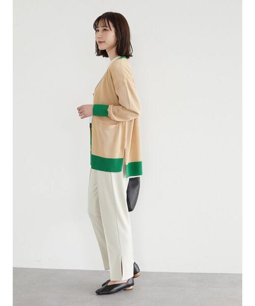 Green　Parks（グリーンパークス）の「バイカラーミドル丈カーデ（カーディガン/ボレロ・レディース・ライトベージュ/ライトグレー/オフホワイト・FREE）」の13枚目の写真