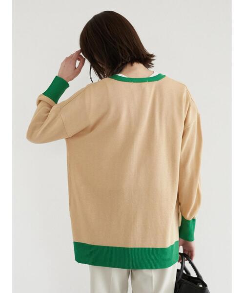 Green　Parks（グリーンパークス）の「バイカラーミドル丈カーデ（カーディガン/ボレロ・レディース・ライトベージュ/ライトグレー/オフホワイト・FREE）」の17枚目の写真