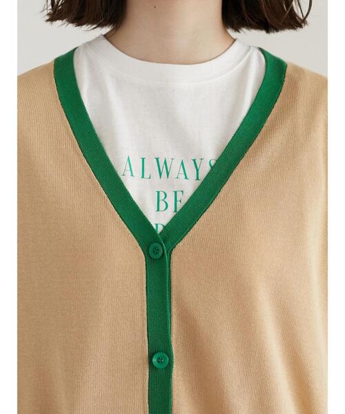 Green　Parks（グリーンパークス）の「バイカラーミドル丈カーデ（カーディガン/ボレロ・レディース・ライトベージュ/ライトグレー/オフホワイト・FREE）」の18枚目の写真