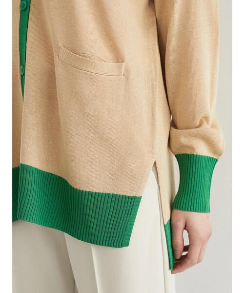 Green　Parks（グリーンパークス）の「バイカラーミドル丈カーデ（カーディガン/ボレロ・レディース・ライトベージュ/ライトグレー/オフホワイト・FREE）」の20枚目の写真