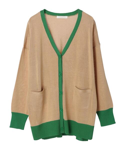 Green　Parks（グリーンパークス）の「バイカラーミドル丈カーデ（カーディガン/ボレロ・レディース・ライトベージュ/ライトグレー/オフホワイト・FREE）」の21枚目の写真