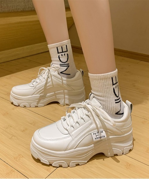 AMELY(エミリー)の「ダッドスニーカー(スニーカー・レディース・ホワイト/ブラック/グリーン/ベビーピンク/イエロー/オフホワイト・38/39/36/37)」の16枚目の写真