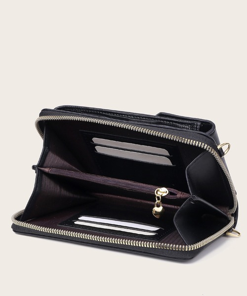 LA VORAGINE(ラ ヴォラジネ)の「クロコ型押し ミニお財布ショルダー/スマホ入れ(ショルダーバッグ・レディース・ブラック/ベージュ/レッド/ピンク/ブラウン/グリーン/ブラック系1/グレー/ブルー・FREE)」の11枚目の写真