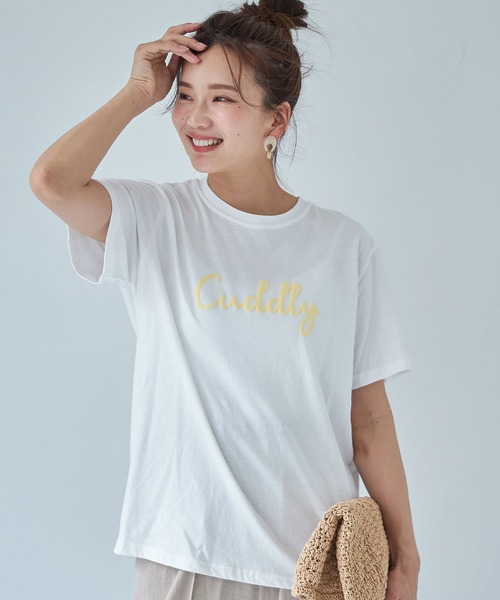 each(イーチ)の「【Cuddly】ロゴTシャツ(Tシャツ/カットソー・レディース・ホワイト/サックスブルー/レモンイエロー・FREE)」の4枚目の写真