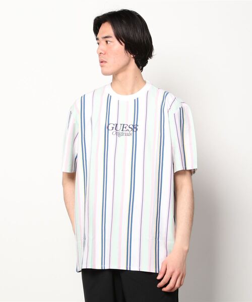 Guess（ゲス）の「GUESS Originals Striped Tee（Tシャツ/カットソー・メンズ・ホワイト・SMALL/MEDIUM/LARGE/X-LARGE）」の5枚目の写真