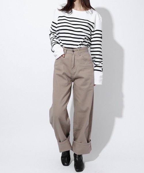 MAISON BREEZE(メゾンブリーズ)の「【MAISON BREEZE】ワイドレッグストレートパンツ ※ SCCH91(チノパンツ・レディース・ベージュ・3/4)」の6枚目の写真