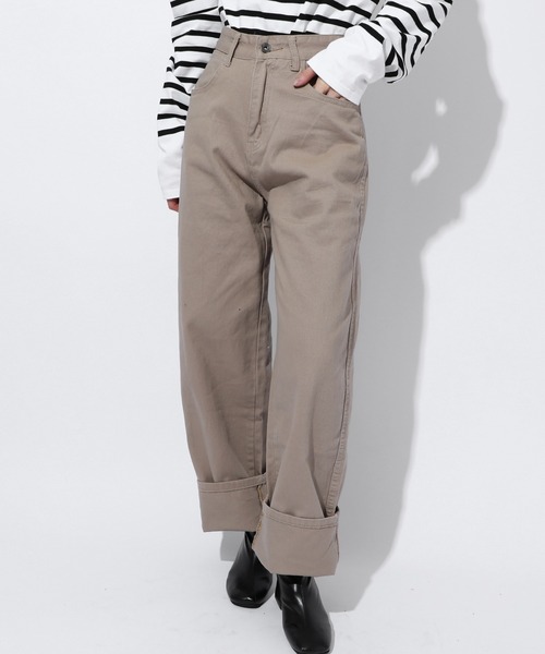 MAISON BREEZE(メゾンブリーズ)の「【MAISON BREEZE】ワイドレッグストレートパンツ ※ SCCH91(チノパンツ・レディース・ベージュ・3/4)」の3枚目の写真