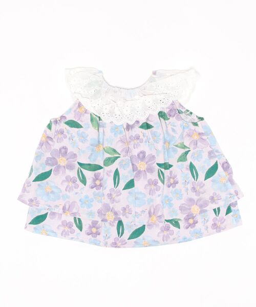 Will Mery（ウイルメリィ）の「花柄衿レースノースリーブチュニック（Tシャツ/カットソー・キッズ・ラベンダー/ピンク・100/110/95/90/130/120/80）」の7枚目の写真