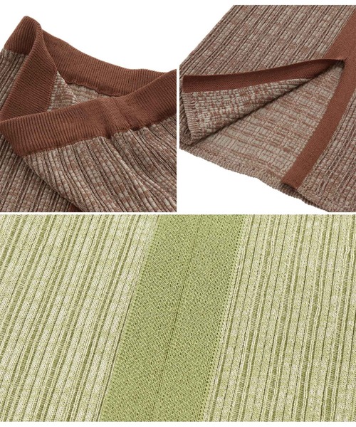 Settimissimo(セッティミッシモ)の「リネンタッチミックスリブタイトスカート(スカート・レディース・ブラウン/グリーン・FREE)」の6枚目の写真