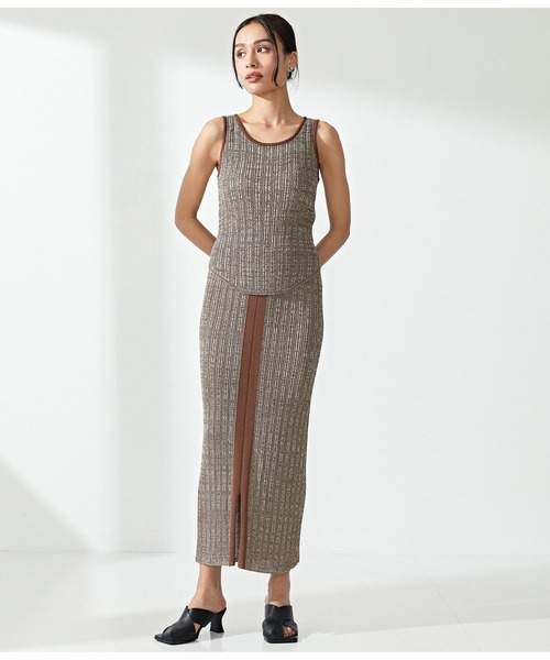 Settimissimo(セッティミッシモ)の「リネンタッチミックスリブタイトスカート(スカート・レディース・ブラウン/グリーン・FREE)」の9枚目の写真