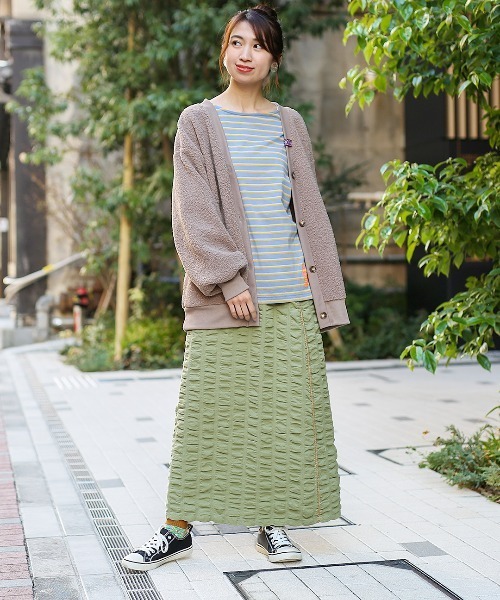 チチカカ（チチカカ）の「ギャザーストライプスカート（スカート・レディース・ベージュ/カーキ/パープル・FREE）」の6枚目の写真