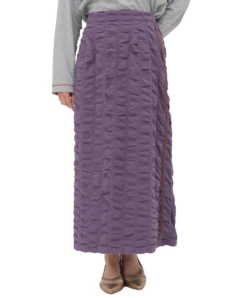 チチカカ（チチカカ）の「ギャザーストライプスカート（スカート・レディース・ベージュ/カーキ/パープル・FREE）」の10枚目の写真