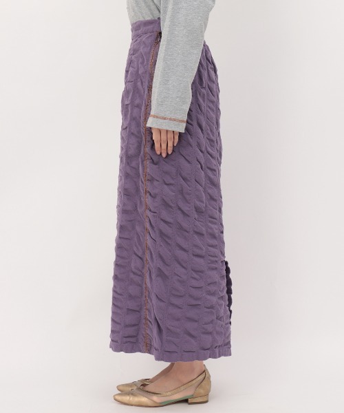 チチカカ（チチカカ）の「ギャザーストライプスカート（スカート・レディース・ベージュ/カーキ/パープル・FREE）」の11枚目の写真