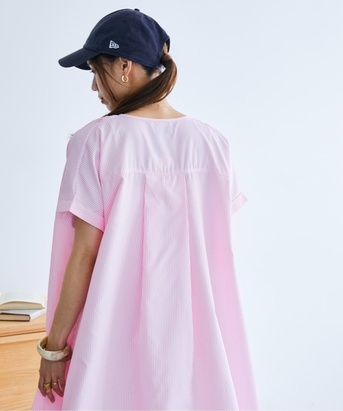 ECRIRE(エクリール)の「カフタンネックストライプワンピース(ワンピース・レディース・ブルー/ピンク・M)」の12枚目の写真