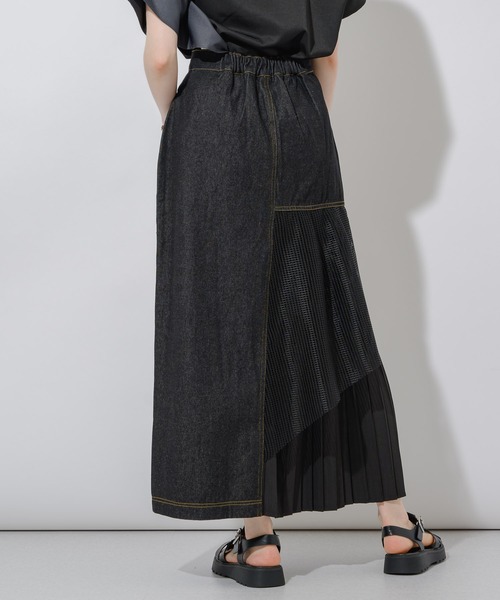 Paradise Picnic（パラダイスピクニック）の「vingtrois メッシュ切替デニムスカート（デニムスカート・レディース・ブラック/ネイビー・FREE）」の12枚目の写真