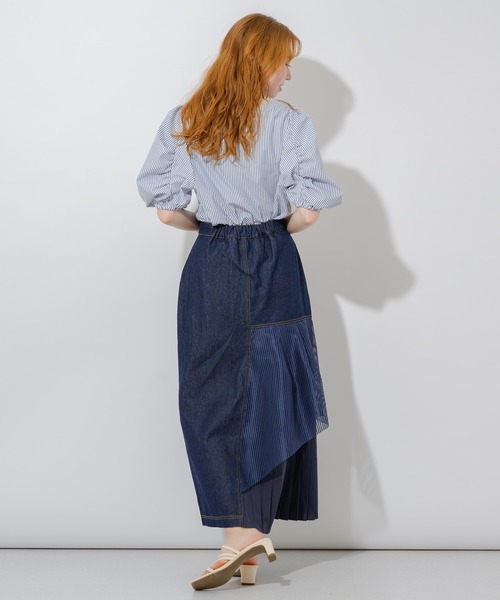 Paradise Picnic（パラダイスピクニック）の「vingtrois メッシュ切替デニムスカート（デニムスカート・レディース・ブラック/ネイビー・FREE）」の20枚目の写真