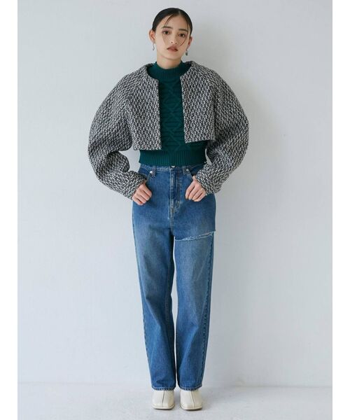 MURUA（ムルーア）の「アシメカットカラーパンツ（デニムパンツ・レディース・ブラック/ブラウン/インディゴブルー・1/2）」の11枚目の写真