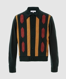 FAUX SUEDE SUEDE RASTA KNIT CARDIGAN