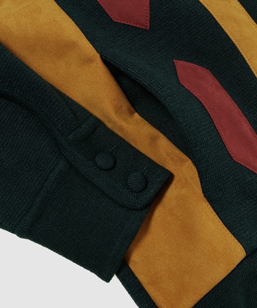 SASQUATCHfabrix.(サスクワァッチファブリックス)の「FAUX SUEDE SUEDE RASTA KNIT CARDIGAN(カーディガン/ボレロ・メンズ・ダークグリーン・M/L)」の5枚目の写真