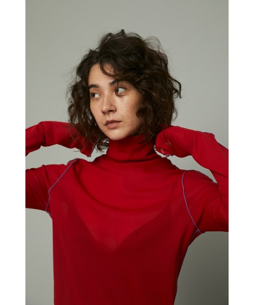 HeRIN.CYE(ヘリンドットサイ)の「Mellow mesh inner tops(Tシャツ/カットソー・レディース・レッド/ネイビー/ターコイズブルー/ライトベージュ/グレー・FREE)」の5枚目の写真